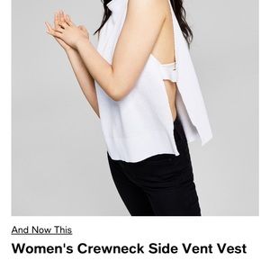 “AND NOW THIS”.   PULLOVER SWEATER VEST WITH SIDE VENTS IN MOSS GREEN  SIZE M